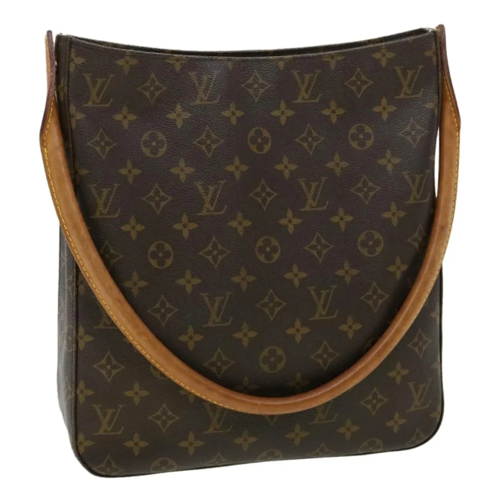 Louis Vuitton Brown Monogram Shoulder Bag with Tan Strap